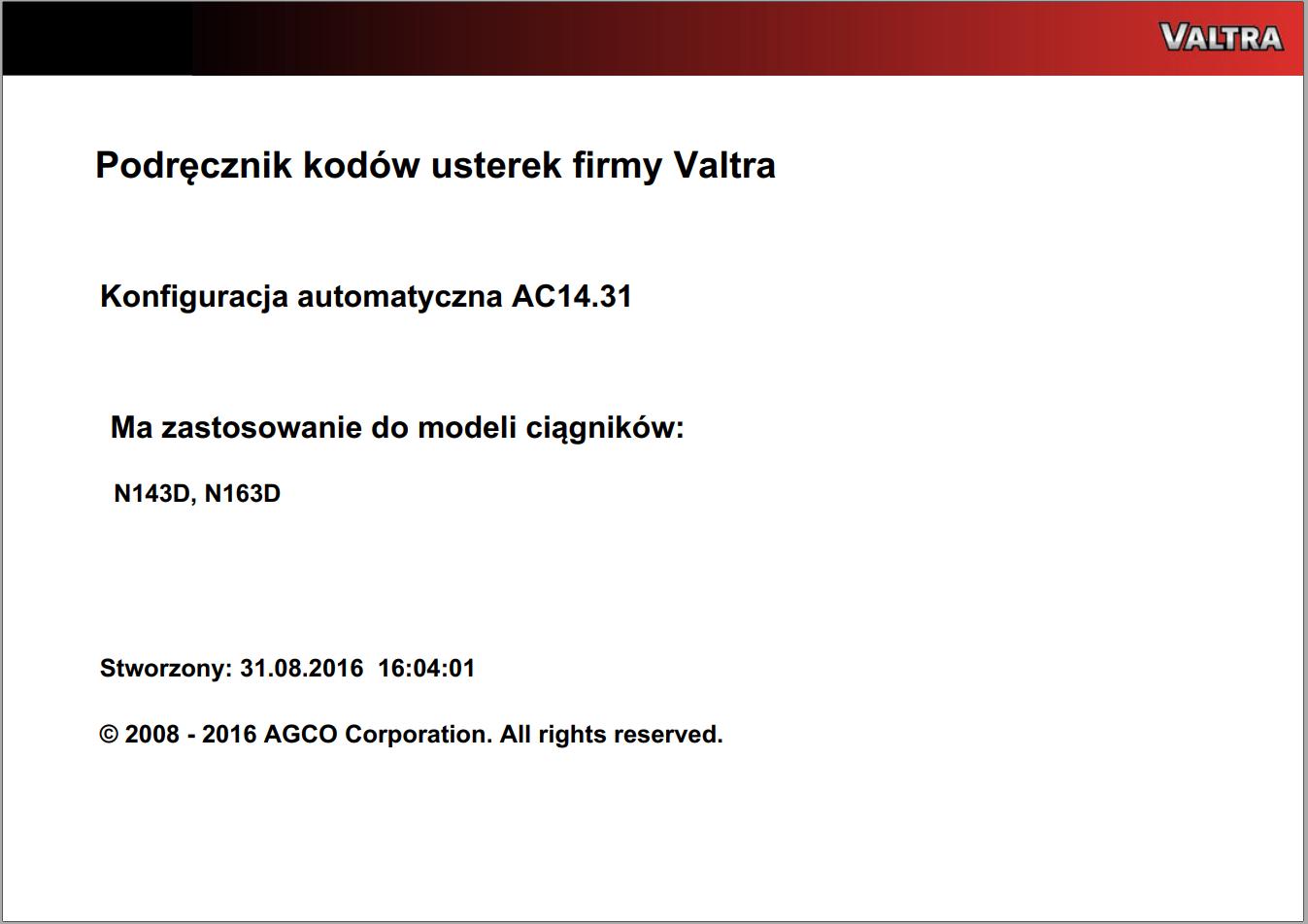 Valtra Automation Configuration AC14.31 Service Code Manual PL 1