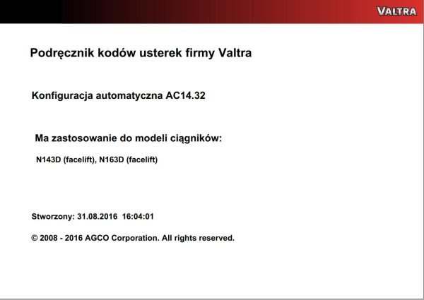 Valtra Automation Configuration AC14.32 Service Code Manual PL