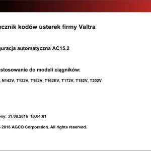 Valtra Automation Configuration AC15.2 Service Code Manual PL