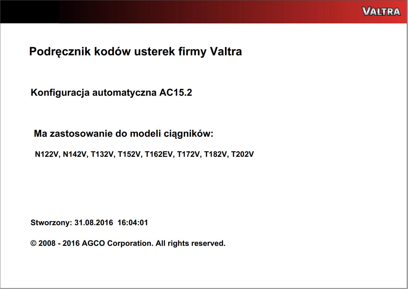 Valtra Automation Configuration AC15.2 Service Code Manual PL