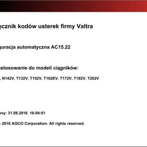 Valtra Automation Configuration AC15.22 Service Code Manual PL