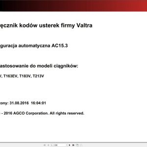 Valtra Automation Configuration AC15.3 Service Code Manual PL