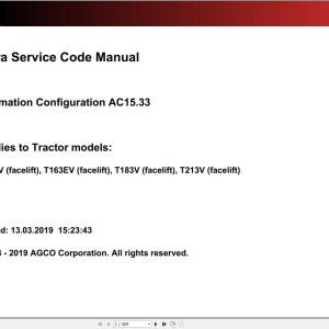 Valtra Automation Configuration AC15.33 Service Code Manual
