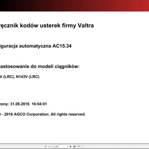 Valtra Automation Configuration AC15.34 Service Code Manual PL