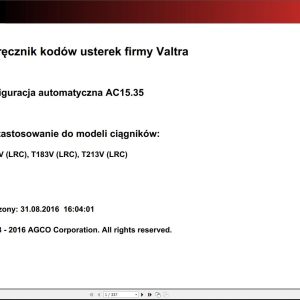 Valtra Automation Configuration AC15.35 Service Code Manual PL