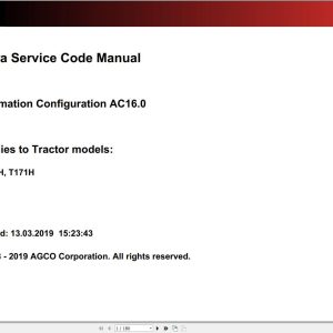 Valtra Automation Configuration AC16.0 Service Code Manual