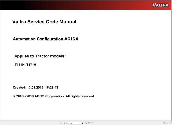 Valtra Automation Configuration AC16.0 Service Code Manual