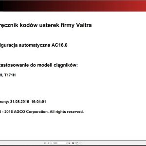 Valtra Automation Configuration AC16.0 Service Code Manual PL