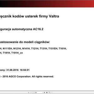 Valtra Automation Configuration AC16.2 Service Code Manual PL