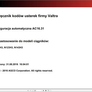 Valtra Automation Configuration AC16.31 Service Code Manual PL