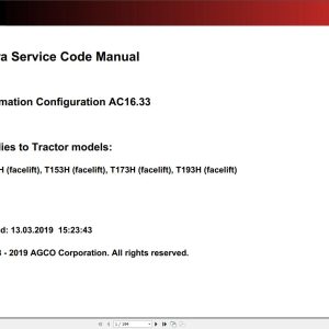 Valtra Automation Configuration AC16.33 Service Code Manual