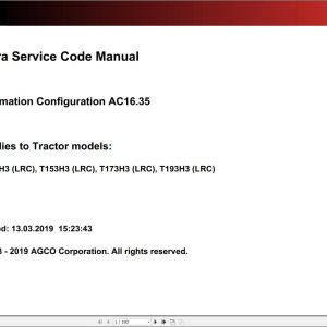 Valtra Automation Configuration AC16.35 Service Code Manual