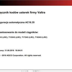 Valtra Automation Configuration AC16.35 Service Code Manual PL