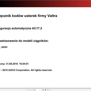Valtra Automation Configuration AC17.2 Service Code Manual PL