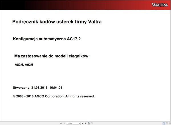 Valtra Automation Configuration AC17.2 Service Code Manual PL