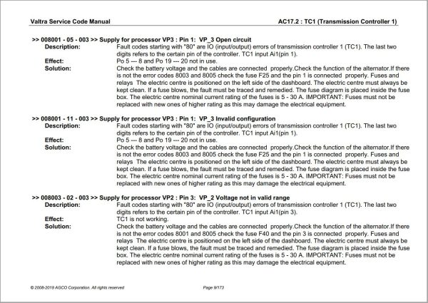 Valtra Automation Configuration AC17.2 Service Code Manual 1