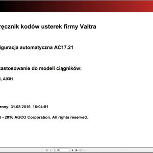 Valtra Automation Configuration AC17.21 Service Code Manual PL