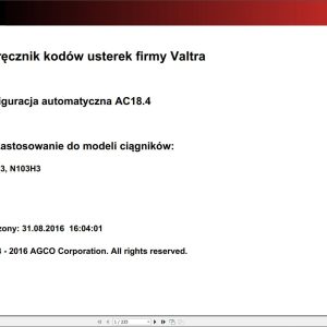 Valtra Automation Configuration AC18.4 Service Code Manual PL