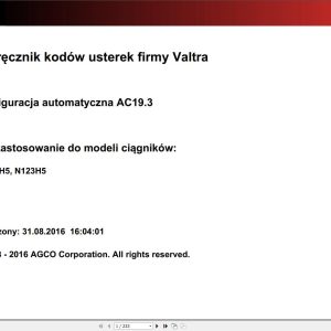 Valtra Automation Configuration AC19.3 Service Code Manual PL
