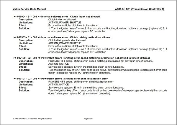 Valtra Automation Configuration AC19.3 Service Code Manual 1