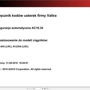 Valtra Automation Configuration AC19.34 Service Code Manual PL
