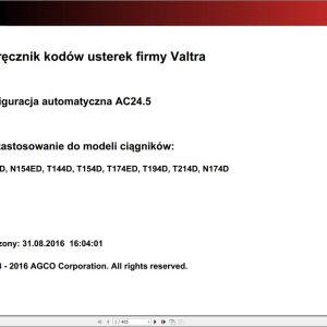 Valtra Automation Configuration AC24.5 Service Code Manual PL