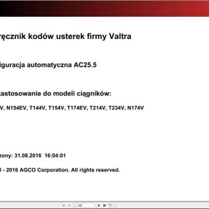 Valtra Automation Configuration AC25.5 Service Code Manual PL