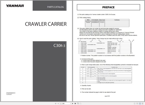 Yanmar Crawler Carrier C30R 3 Parts Catalog CP663ENMA00101 1