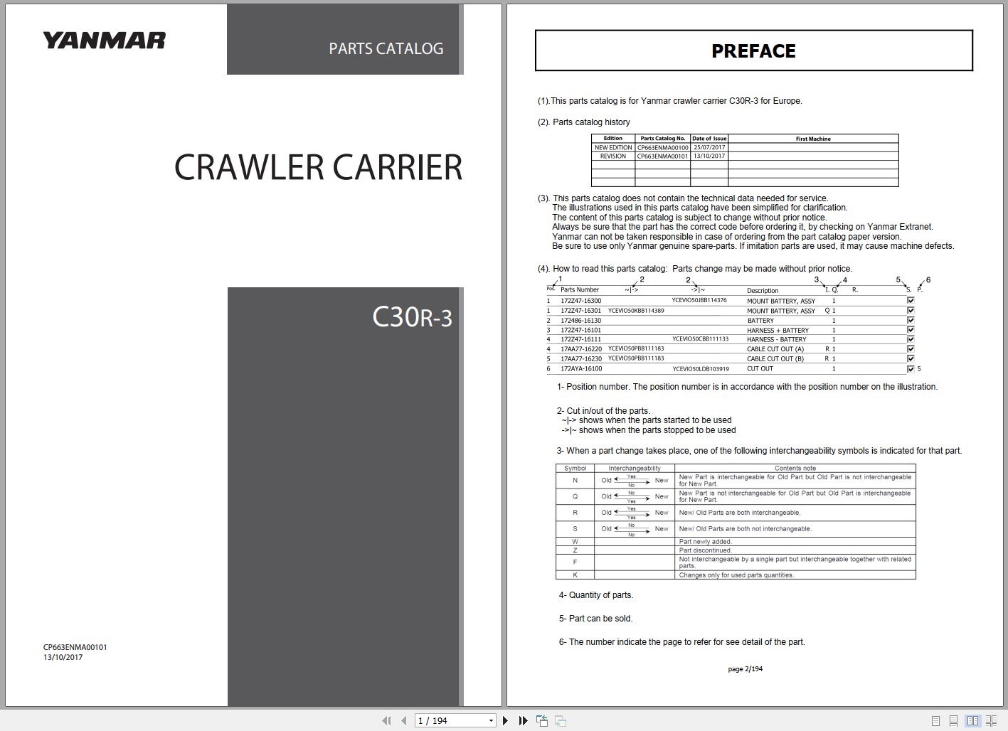 Yanmar Crawler Carrier C30R 3 Parts Catalog CP663ENMA00101 1