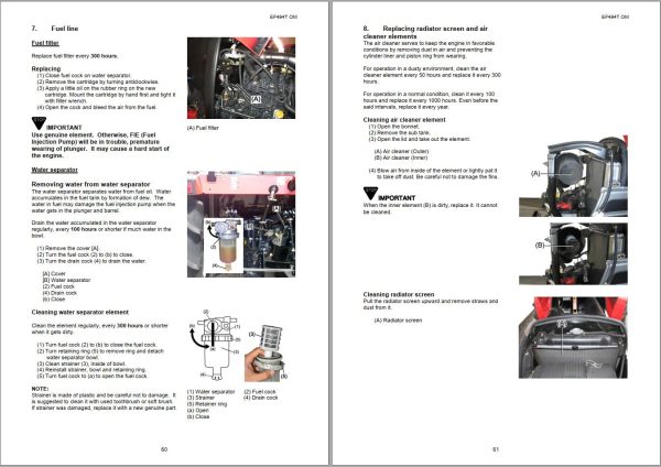 Yanmar Diesel Tractor EF494T Operators Manual 0A042 B00203 1
