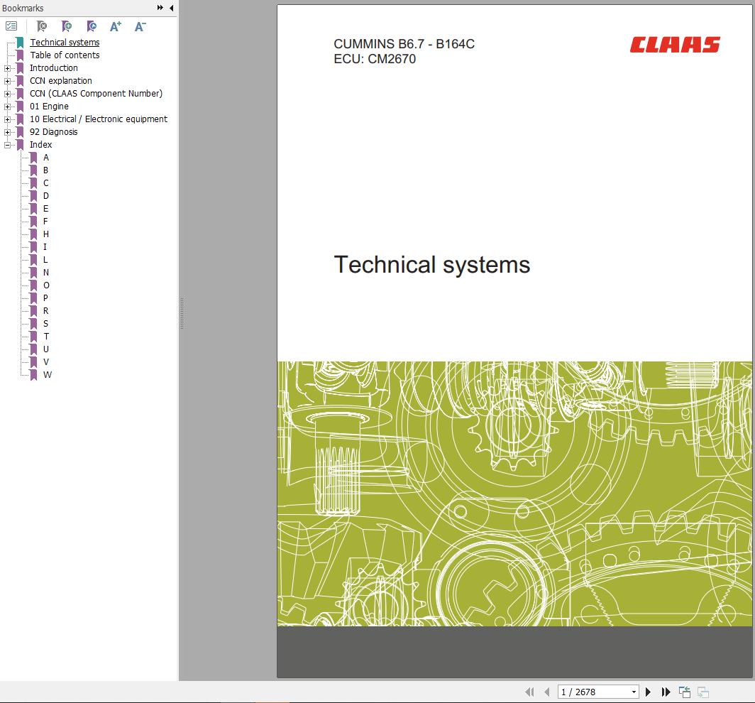 Claas Cummins Engine B6.7 B164C Technical Systems 00 0306 555 0