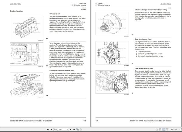 Claas Cummins Engine B6.7 CM2670 B164C Repair Manual 00 0306 525 0 1