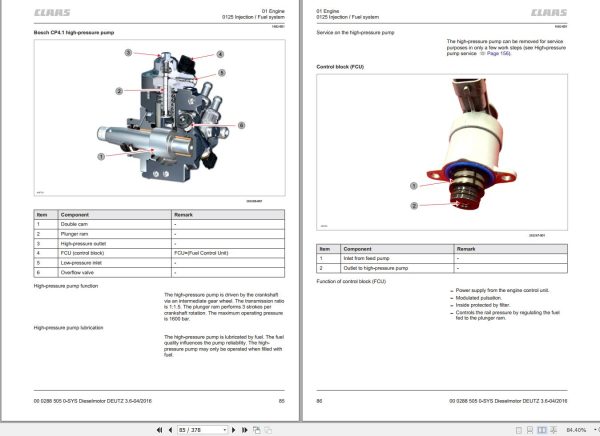 Claas Deutz Engine TD3.6L4 TCD3.6L4 Tier 4f Technical Systems 00 0288 505 0 1