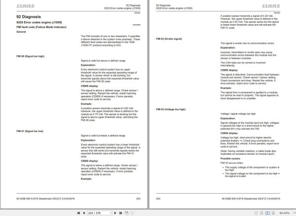 Claas Deutz Engine TD3.6L4 TCD3.6L4 Tier 4f Technical Systems 00 0288 505 0 2