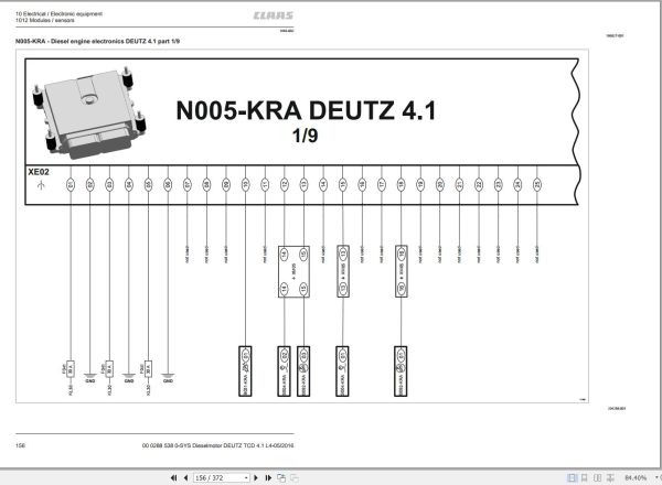 Claas Deutz Engine TD4.1L4 TCD4.1L4 Tier 4f Technical Systems 00 0288 538 0 3