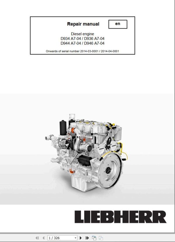 Claas Liebherr Engine D934 A7 04 D936 A7 04 D944 A7 04 D946 A7 04 Repair Manual