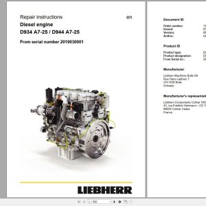 Claas Liebherr Engine D934 A7 25 D944 A7 25 Repair Instructions 1