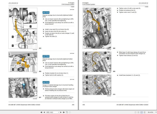 Claas MAN Engine D2862 V12 Tier 4 5 LE133 LE134 Repair Manual 00 0288 987 2 2