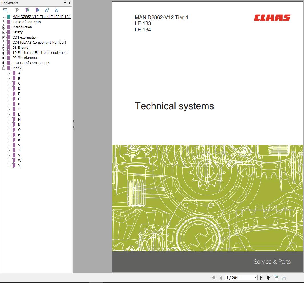 Claas MAN Engine D2862 V12 Tier 4 LE133 LE134 Technical Systems 00 0288 929 1
