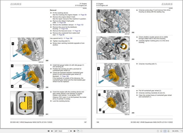 Claas MAN Engine D4276 LE121B to D4276 LE122D Repair Manual 00 0303 462 1 2