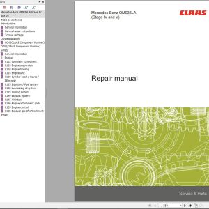 Claas Mercedes Benz Engine OM936LA Stage IV and V Repair Manual 00 0301 540 1