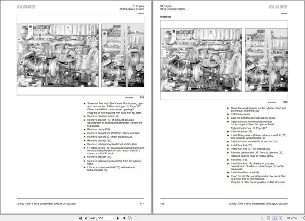Claas Mercedes Benz Engine OM936LA Stage IV and V Repair Manual 00 0301 540 1 2