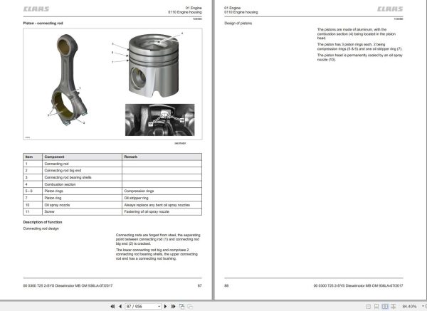 Claas Mercedes Benz Engine OM936LA Technical Systems 00 0300 725 2 1