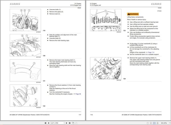 Claas Perkins Engine 1206F E70TA Repair Manual 00 0288 247 0 1