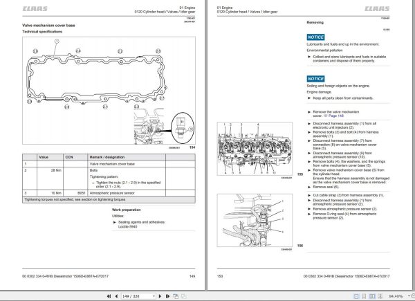 Claas Perkins Engine 1506D E88TA Repair Manual 00 0302 334 0 1