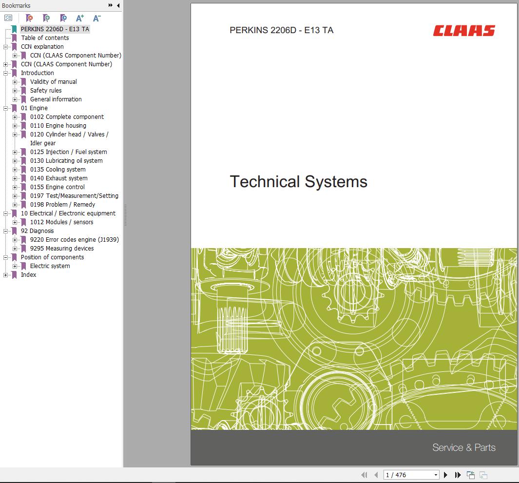 Claas Perkins Engine 2206D E13 TA Technical Systems 00 0288 556 0