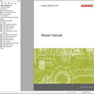 Claas Perkins Engine 2206F E13TA Repair Manual 00 0288 249 0