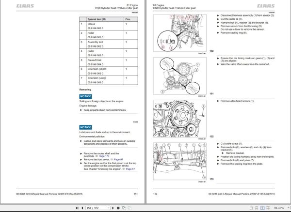 Claas Perkins Engine 2206F E13TA Repair Manual 00 0288 249 0 2