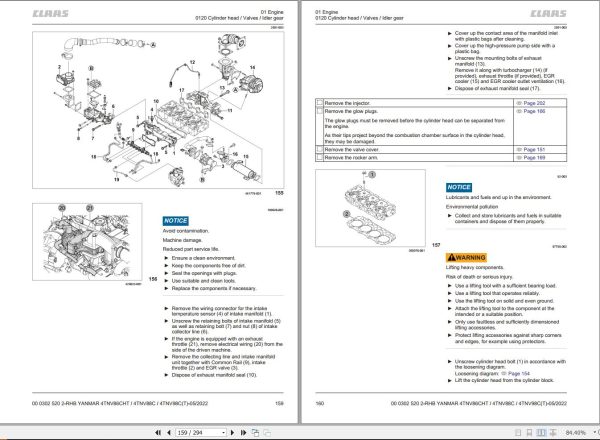 Claas Yanmar Engine 4TNV88C 4TNV86CHT 4TNV98C 4TNV98CT Repair Manual 00 0302 520 2 1