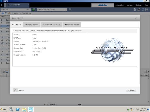 General Motors GMNA EPC 10.2023 Spare Parts Catalog VMWare